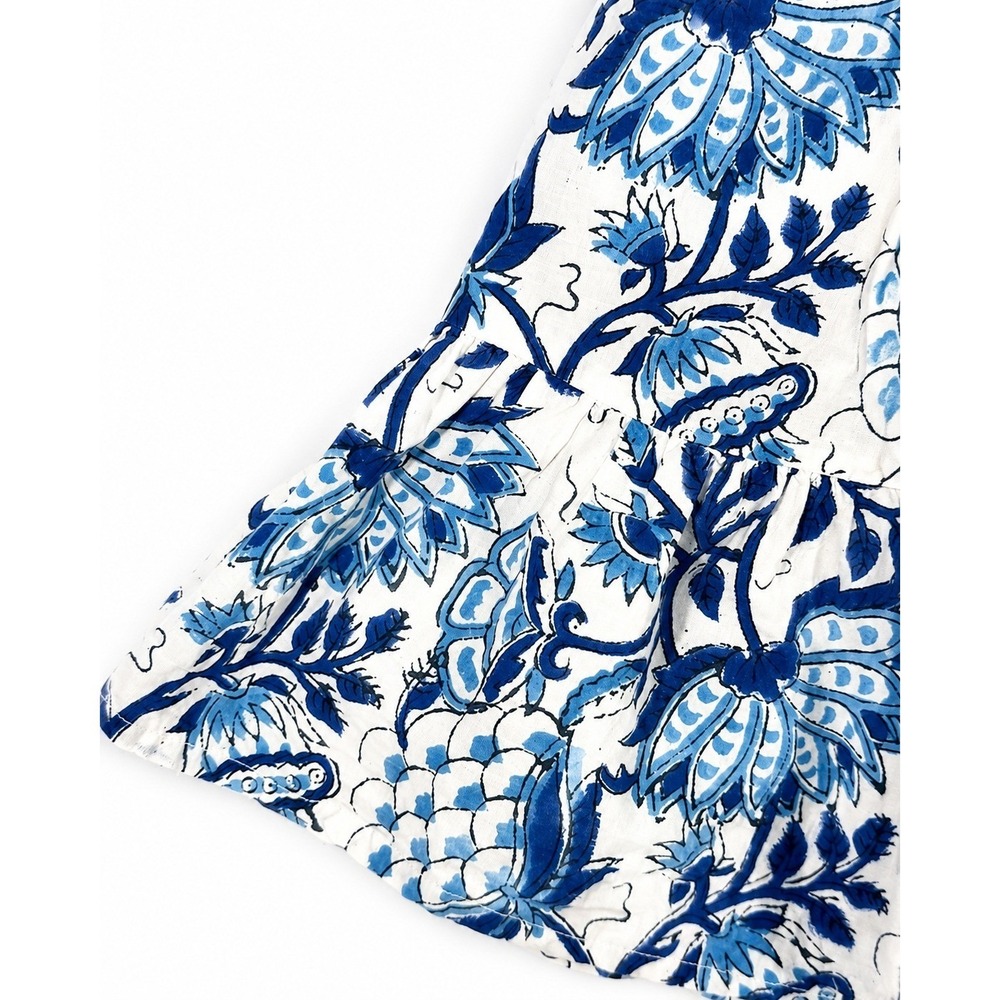 SoLe Mare Sole Amore Blue White Floral Smocked Cotton Mini Dress Large - Picture 6 of 11